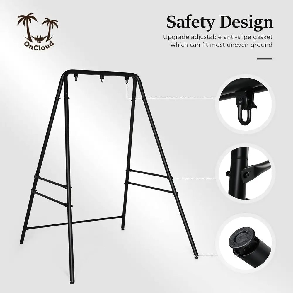 ONCLOUD Upgraded Hammock Chair Stand Metal Swing Stand e, Heavy Duty Steel Hammock Chair Stand Only or Porch, Backyard, Indoor o