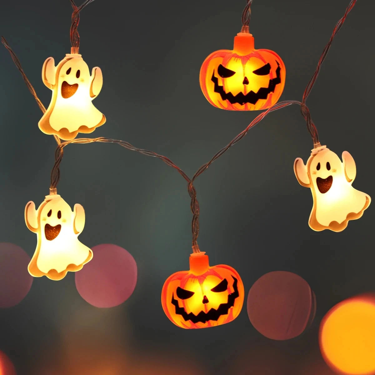 Battery Powered Halloween Pumpkin Ghost String Lights For Home Decor