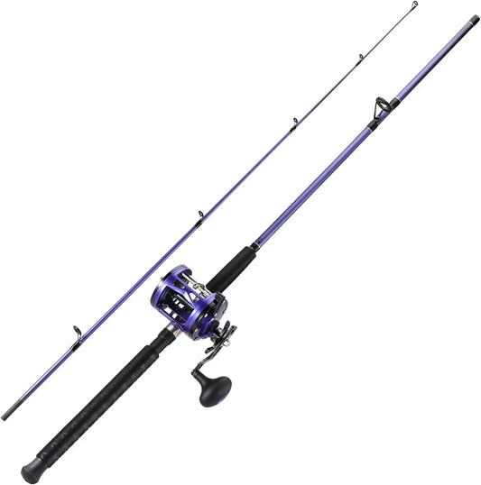 Heavy Duty Fiberglass Rod And Reel Combo For Trolling Fishing
