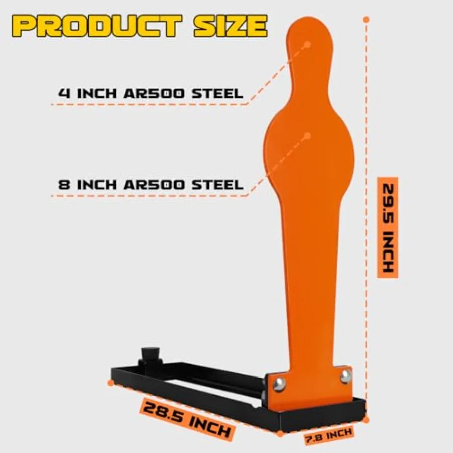 28" AR500 Steel 3/8"  Thick Auto Reset Popper Target for Pistol and Rifle Shooting Orange Ideal for Outdoor Range Practic