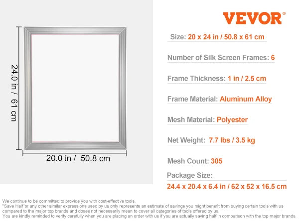 SucceBuy High Tension Aluminum Silk Screen Printing Frame Nylon Mesh
