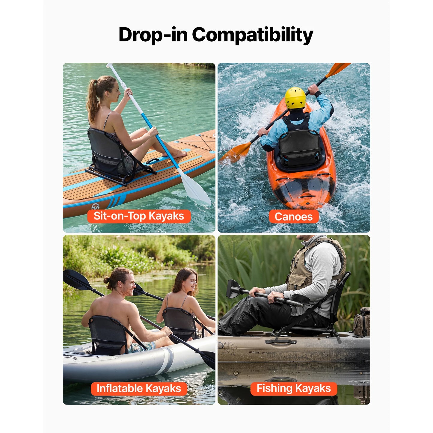 SucceBuy Aluminum Kayak Seat With Adjustable Back Support