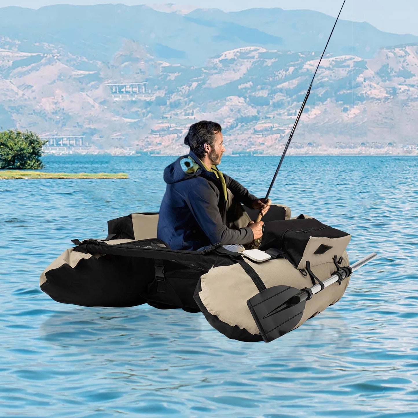 Fishing Boat, Outdoor Fishing Boat, Inflatable Fishing Boat Strong Load Capacity Lakes, Rivers,& Creeks for Fishing, Rafting