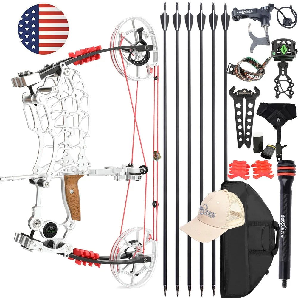 30-70lbs Compound Bow Adjustable Dual-Purpose 80% Let-off High Speed 420FPS for Hunting Shooting Steel Ball and Target Practice Right Hand Archery