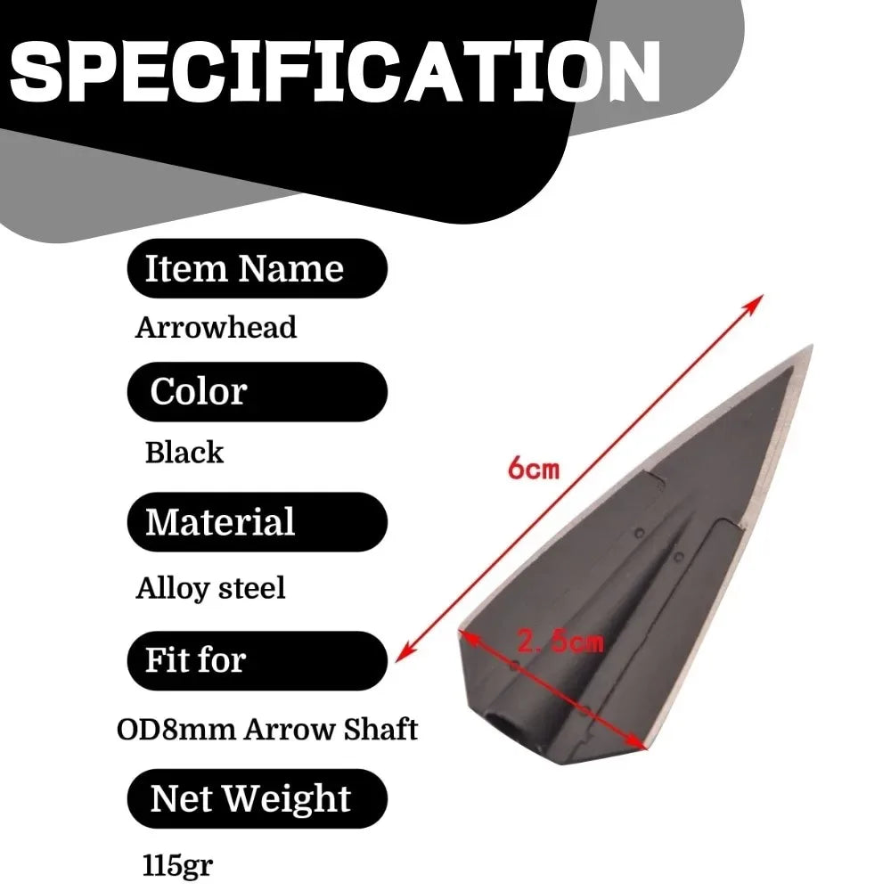 Alloy Steel Blade Arrowheads 115Grain Hunting Broadheads 12pcs Archery Arrow Points for OD 8mm Carbon Arrow Shaft Outdoor Target Practice