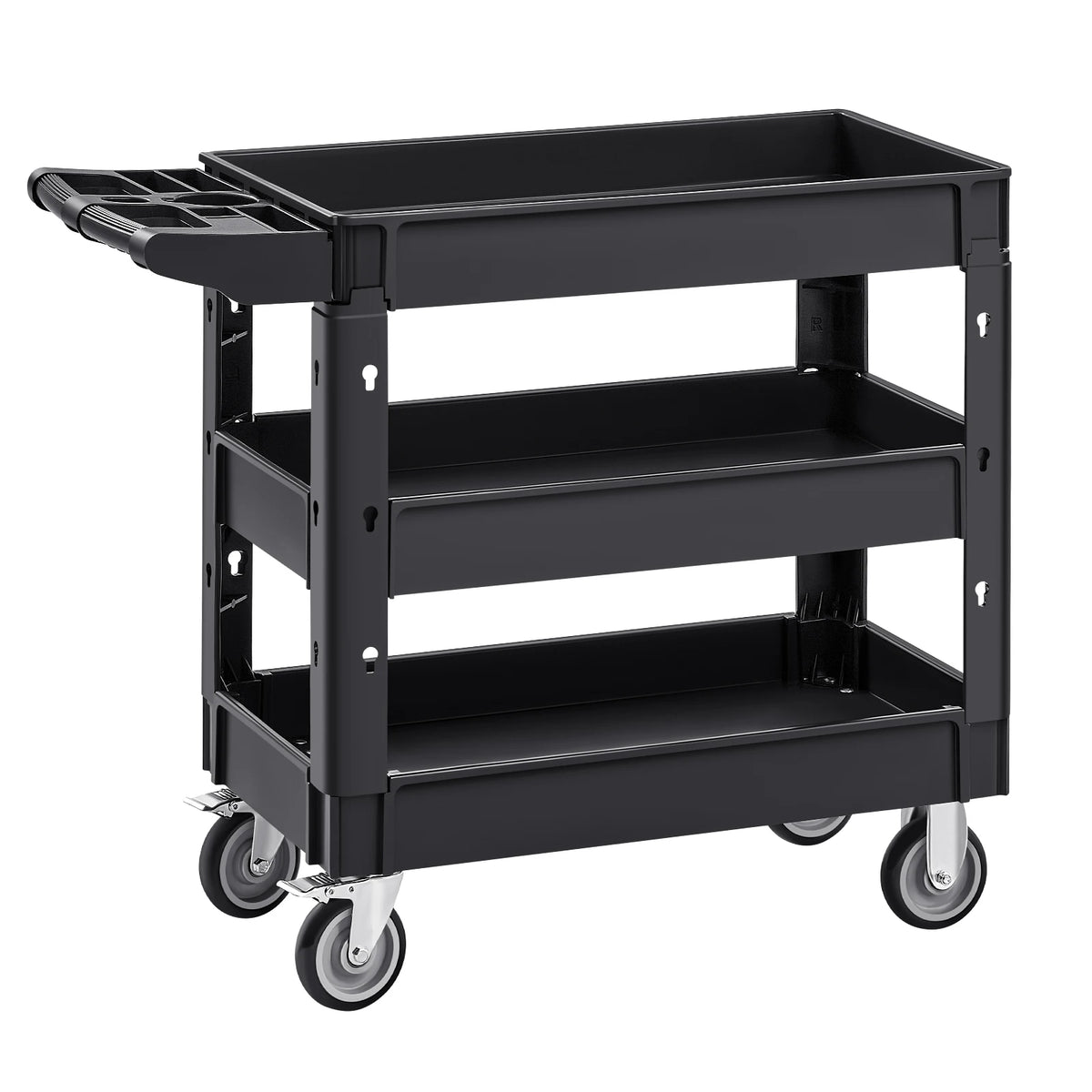 SucceBuy Three Tier Utility Cart With Swivel Wheels And Handles