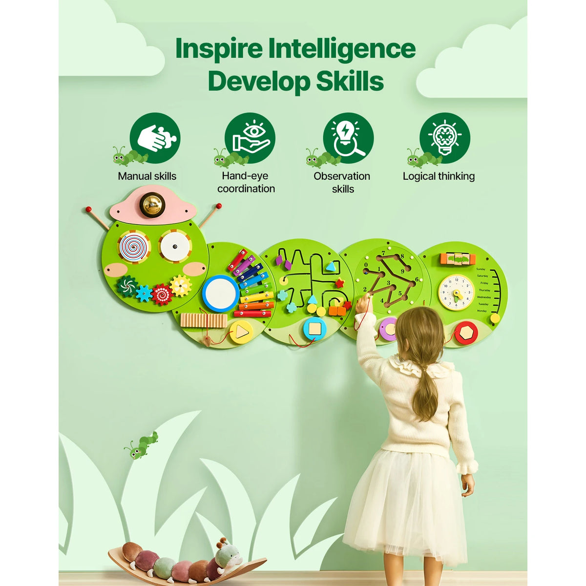 SucceBuy Montessori Wall Busy Board For Kids Sensory Learning Panel