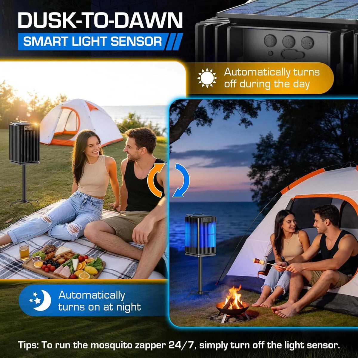Solar Cordless Outdoor Bug Zapper With Integrated Led Ground Bracket