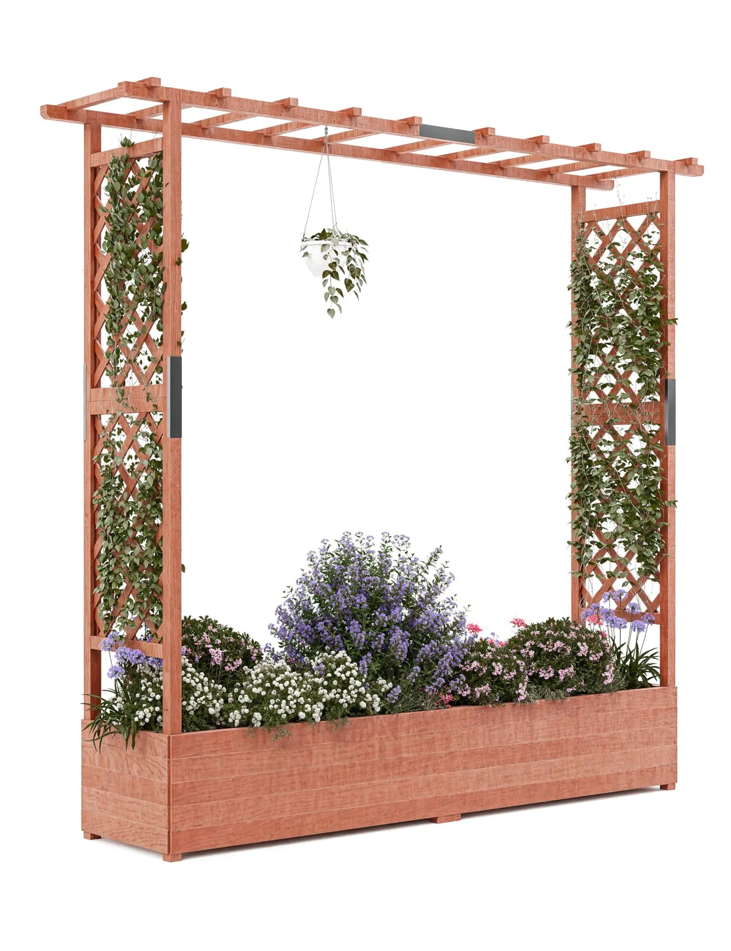 HiMISS Elevated Wooden Raised Garden Bed Trellis Planter