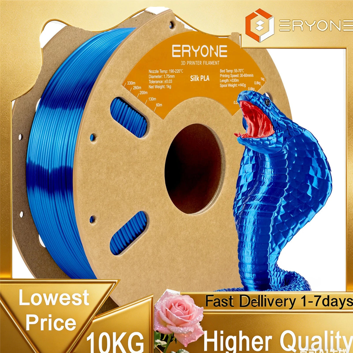 Eryone Silk PLA 3D Printer Filament Premium Shiny Finish