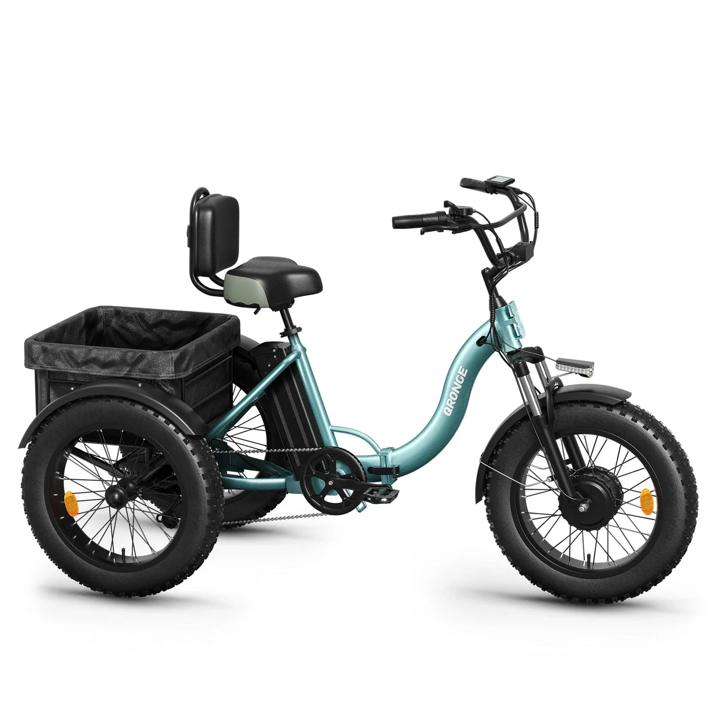 Qronge Folding Electric Tricycle With Fat Tires And Large Basket