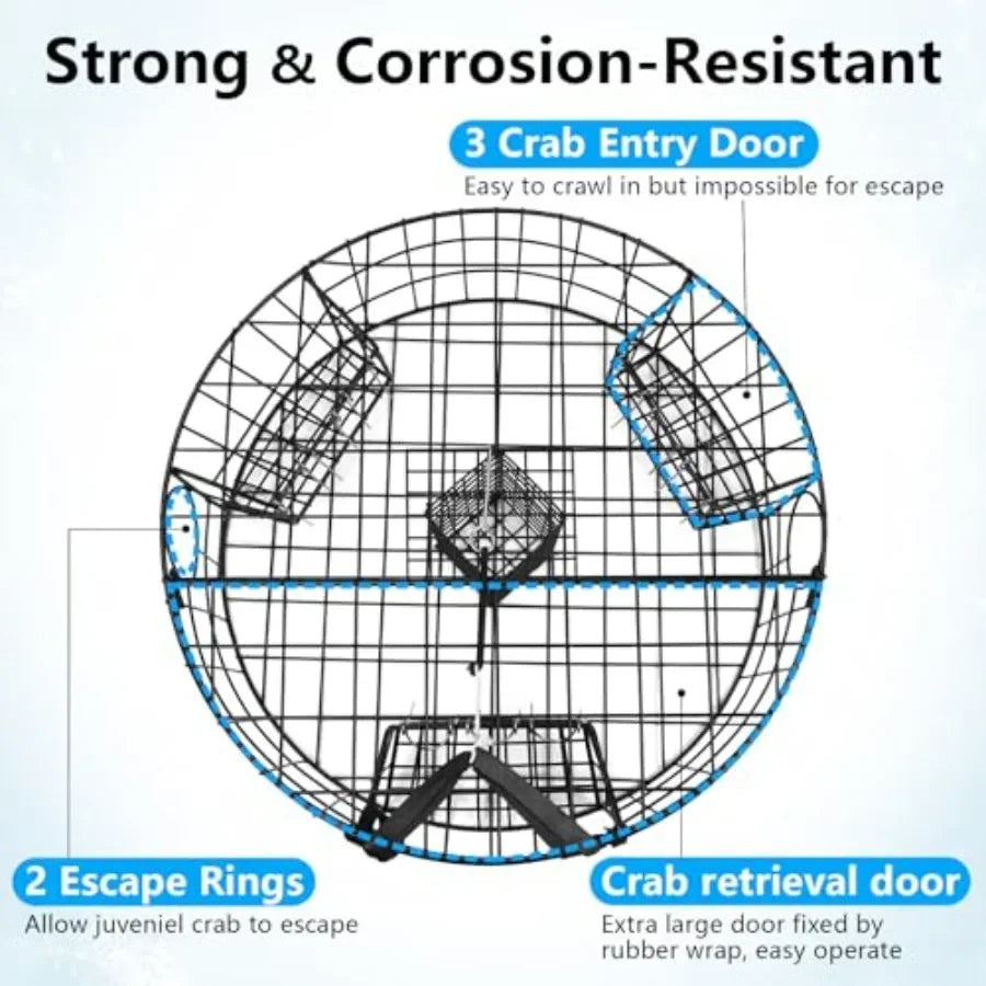 Heavy Duty Vinyl Coated Steel Crab Trap For Pacific Crabbing