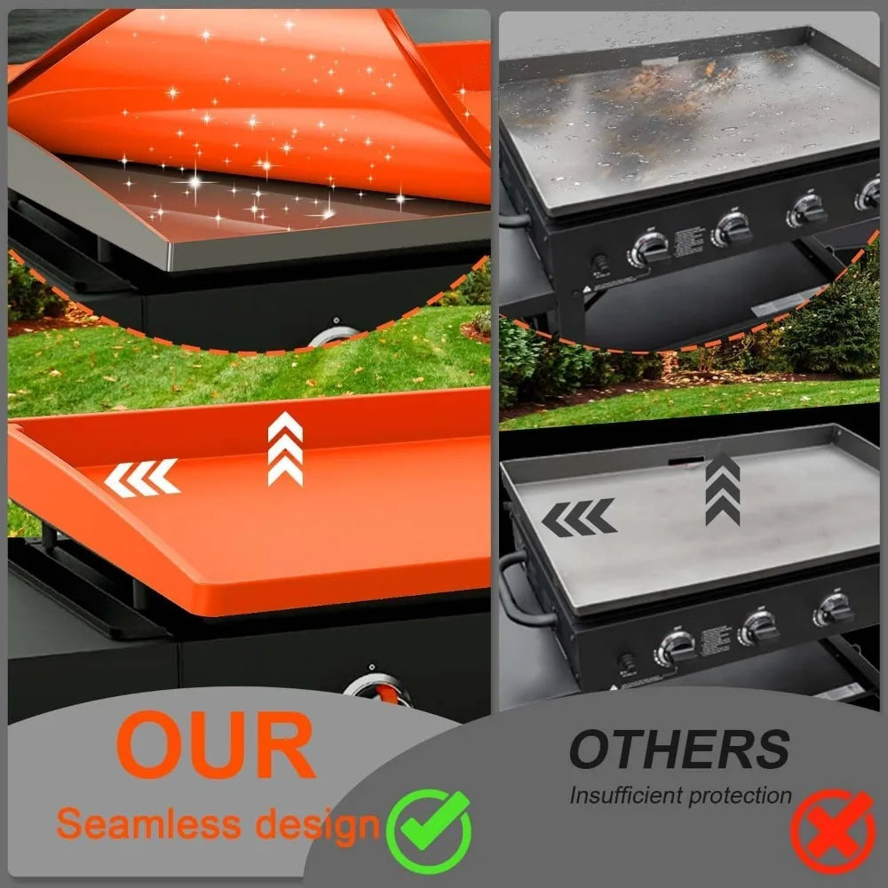 36" Silicone Griddle Mat for Blackstone - Anti-Warping & UV-Resistant Full-Wrap Cover for 4-Burner Flat Top Grill, Prevents Condensation Rust (Orange)