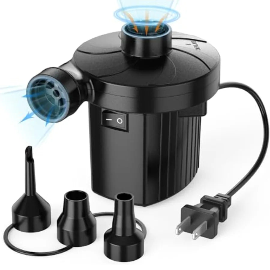 Portable Electric Air Pump Inflator And Deflator With Three Nozzles