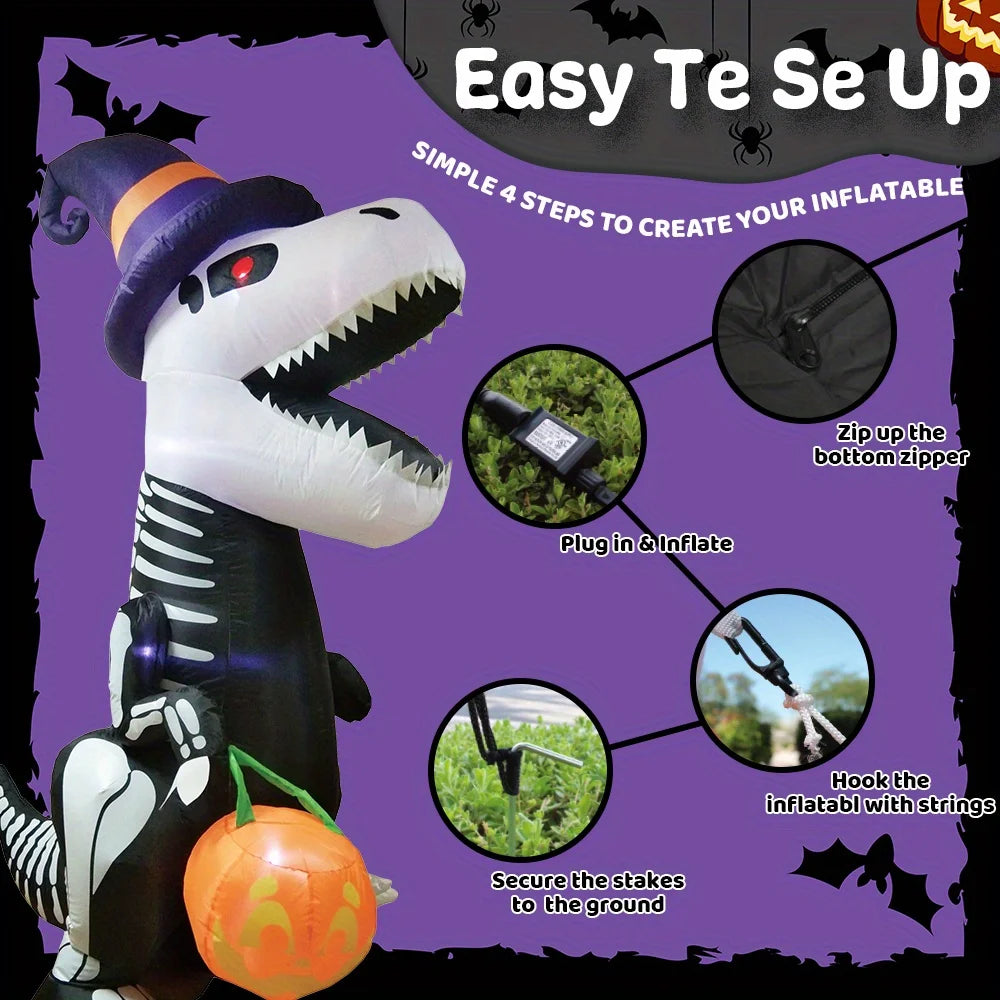 Joyfy Inflatable Skeleton Dinosaur Halloween Outdoor Decoration