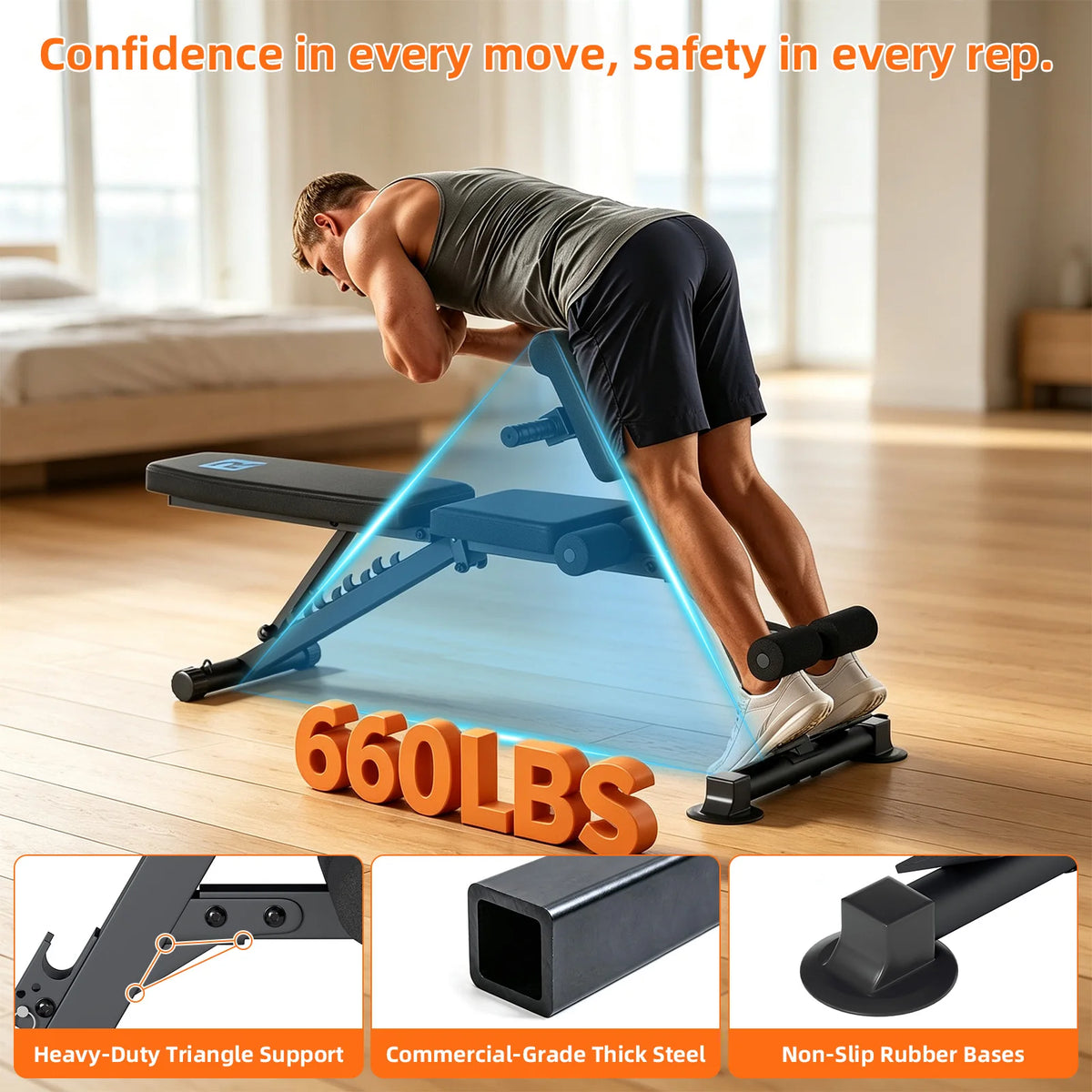 Adjustable Weight Bench With Resistance Bands For Full Body Training