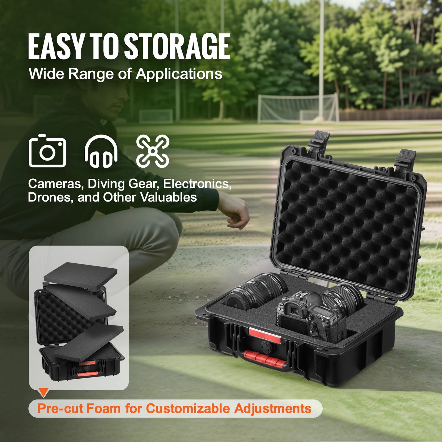 SucceBuy IP67 Waterproof Hard Case With Protective Foam Inserts
