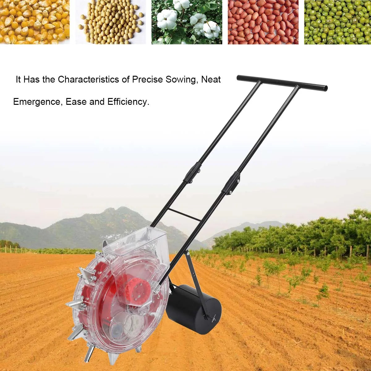 Hand Push Drum Seeder Fertilizer Applicator Multifunctional Crop Planter