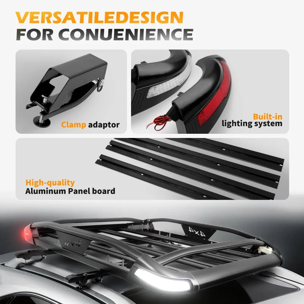 Jeep Compass Aluminum Roof Rack Cargo Carrier LED Light