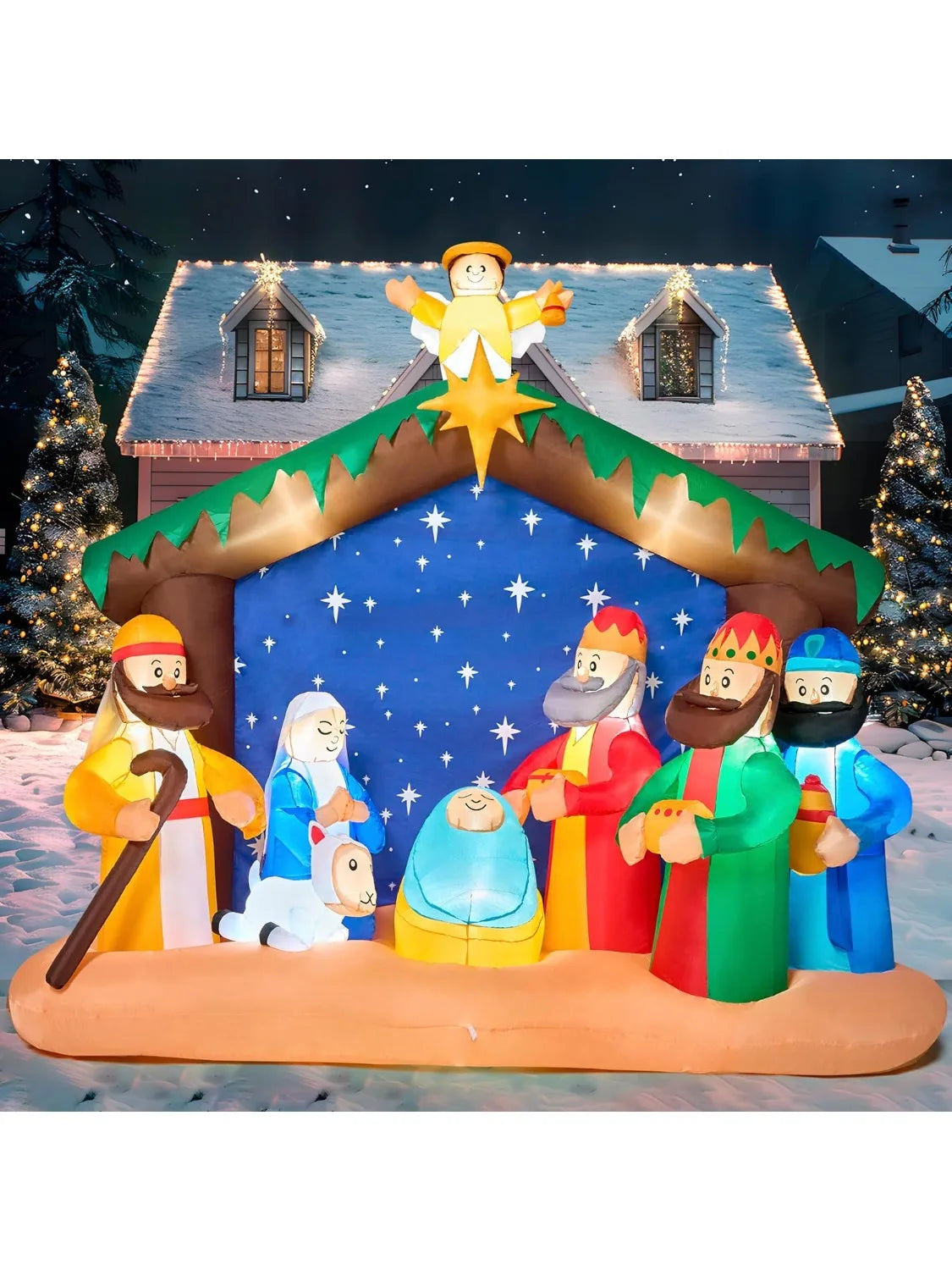 Joyfy Outdoor Inflatable Nativity Scene With Built In Led Lights