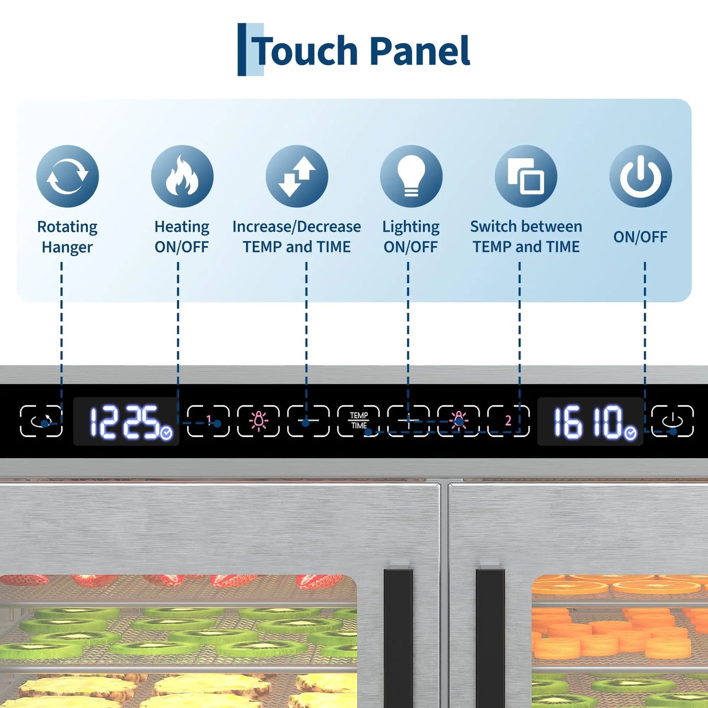 Adoolla Dual Zone Digital Stainless Steel Food Dehydrator
