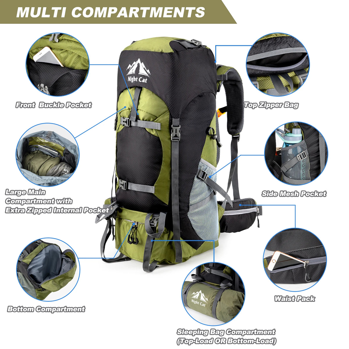 Waterproof Lightweight Hiking Backpack For Outdoor Camping And Travel