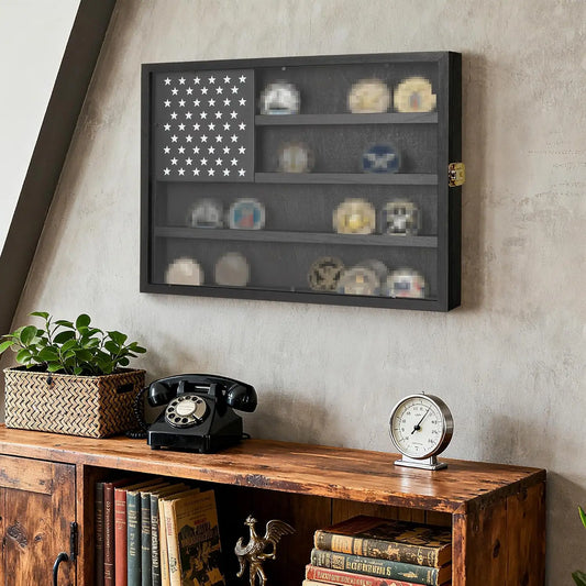 Garvee Lockable Wooden Shadow Box Display Frame Acrylic Door
