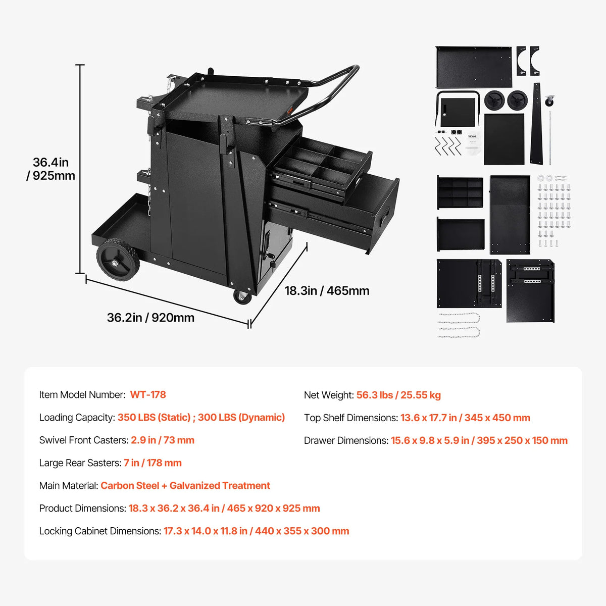 Vevor Heavy Duty Welding Cart With Dual Storage Drawers