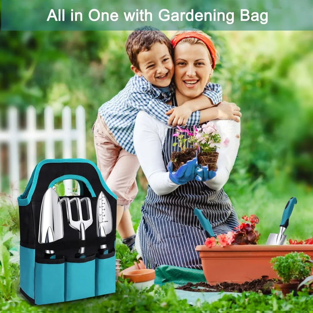 Heavy Duty Aluminum Gardening Tools Set with Storage Bag | Rust Resistant Essential Kit for Outdoor Planting