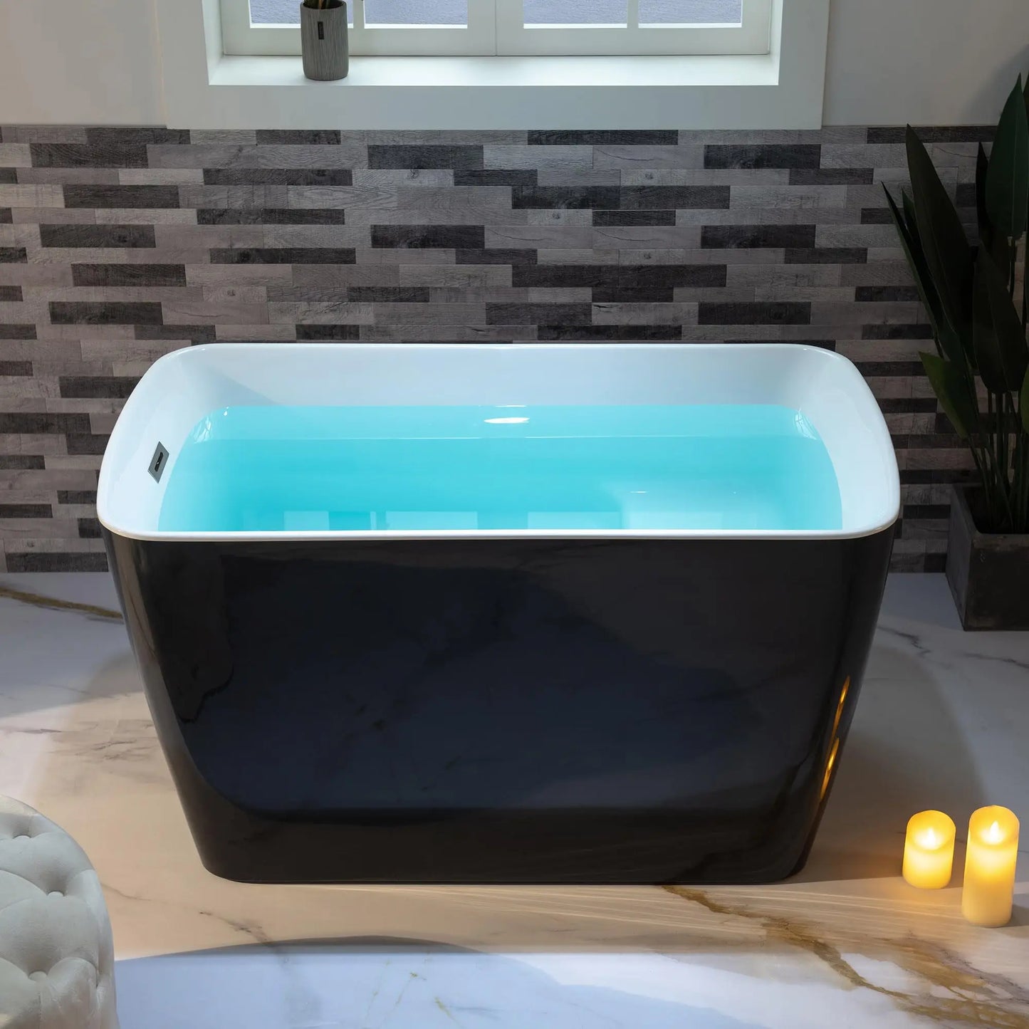 Shkl Acrylic Freestanding Soaking Bathtub With Chrome Overflow