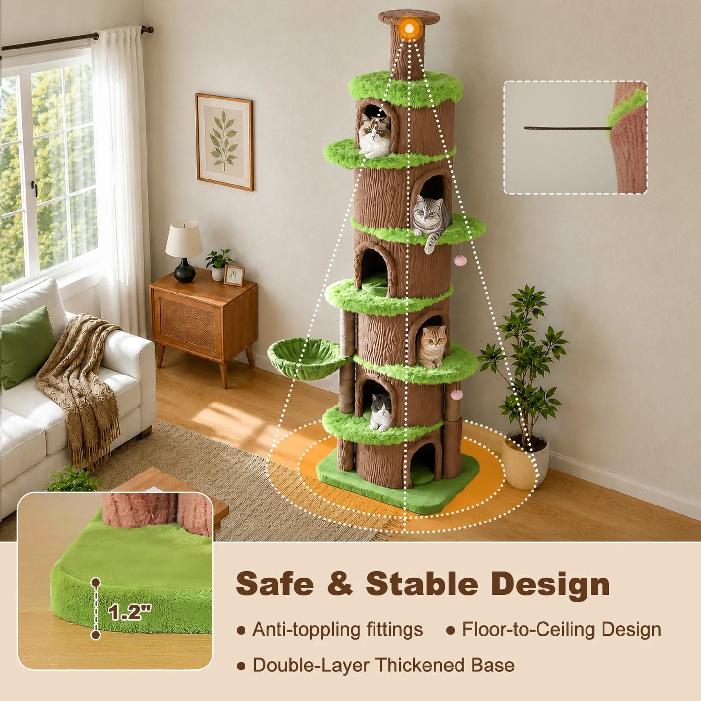 PAWZ Road Floor To Ceiling Cat Tower With Sisal Posts