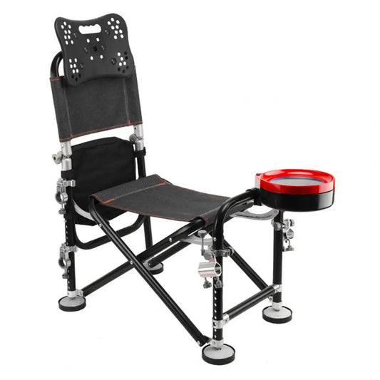 Folding Fishing Deck Chair 13 Gear Adjustable Backrest Rod Holder