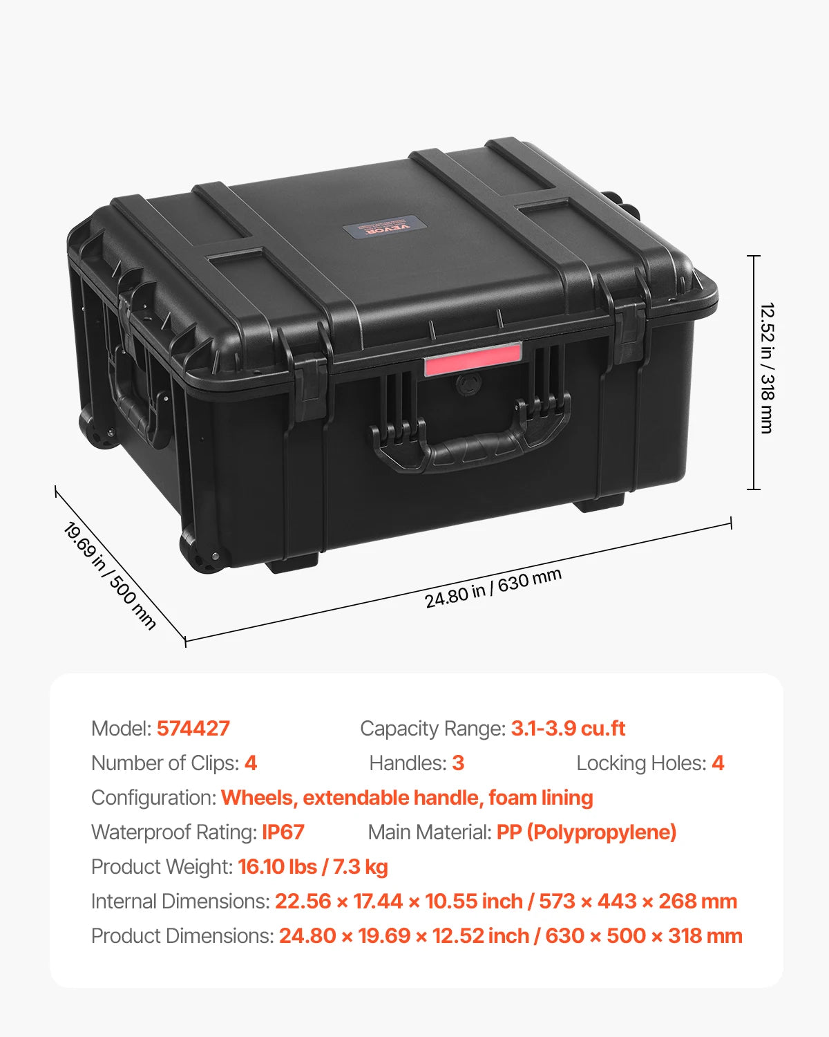 SucceBuy IP67 Waterproof Hard Case With Protective Foam Inserts