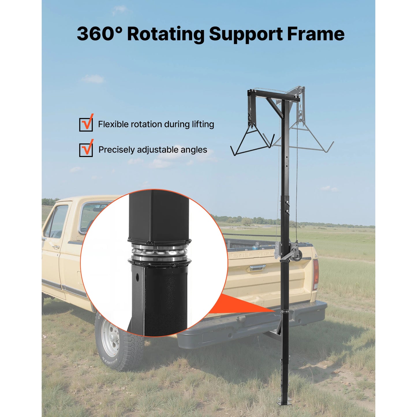 SucceBuy Truck Hitch Game Hoist Adjustable Height Hunting Deer Winch