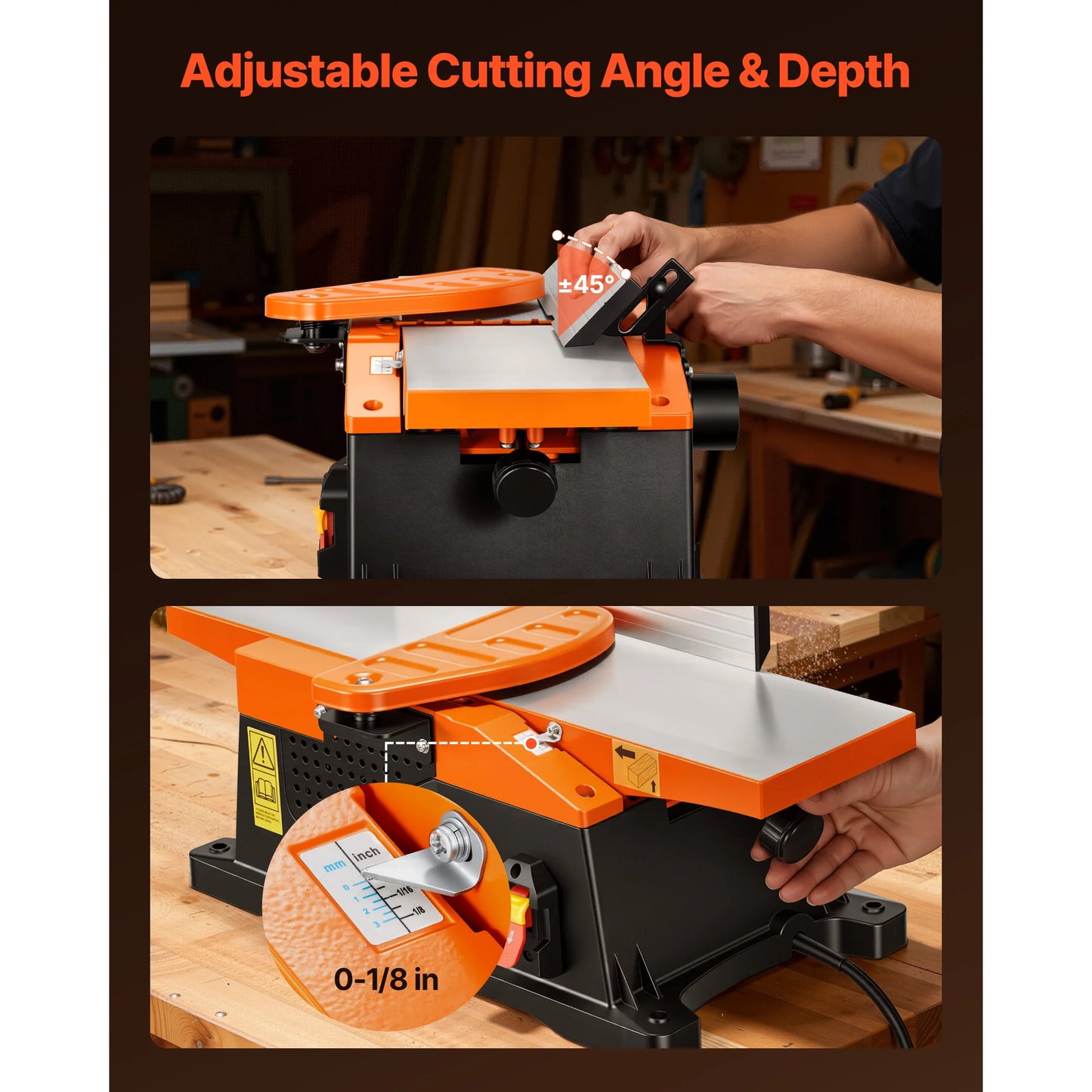 SucceBuy 2HP Benchtop Jointer With Adjustable Fence For Woodworking
