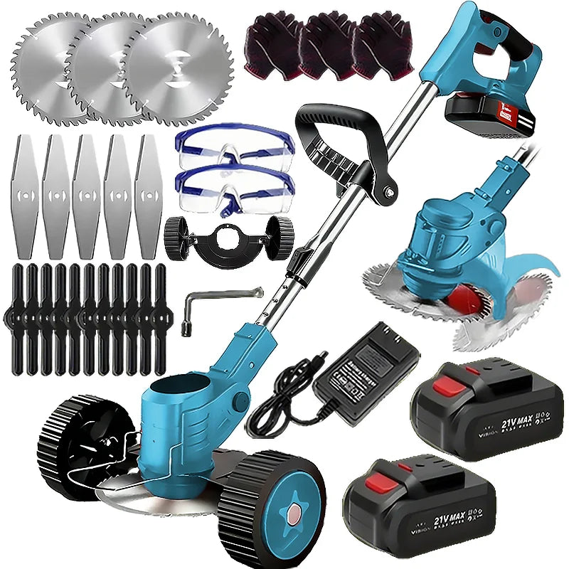 Wireless Electric Weed Trimmer And Lawn Edger With Dual Batteries