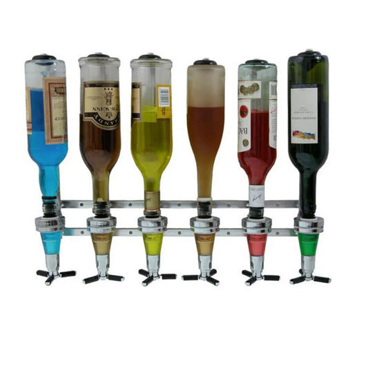 6-Bottles Alcohol Liquor Dispenser Stand Wall Mounted Drink Beer Wine Bar Butler 53*11*36cm