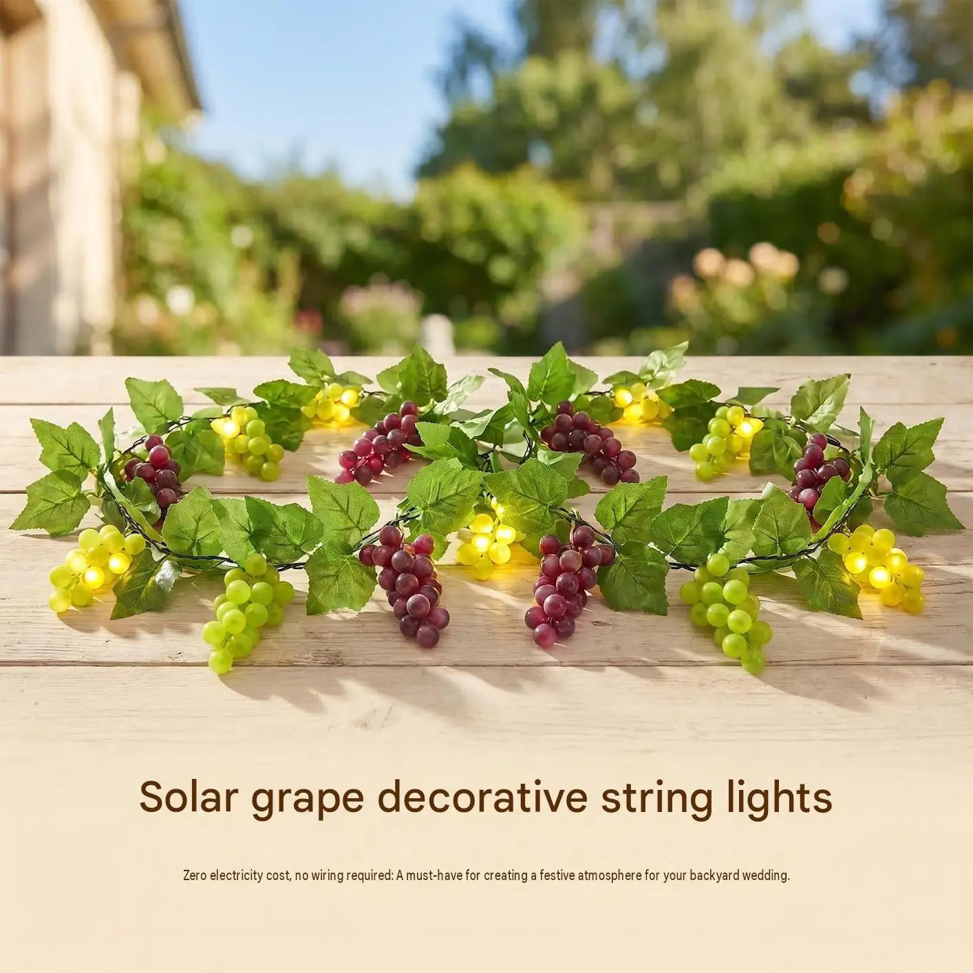 Solar Artificial Grape Vine Garland For Hanukkah And Passover Decor