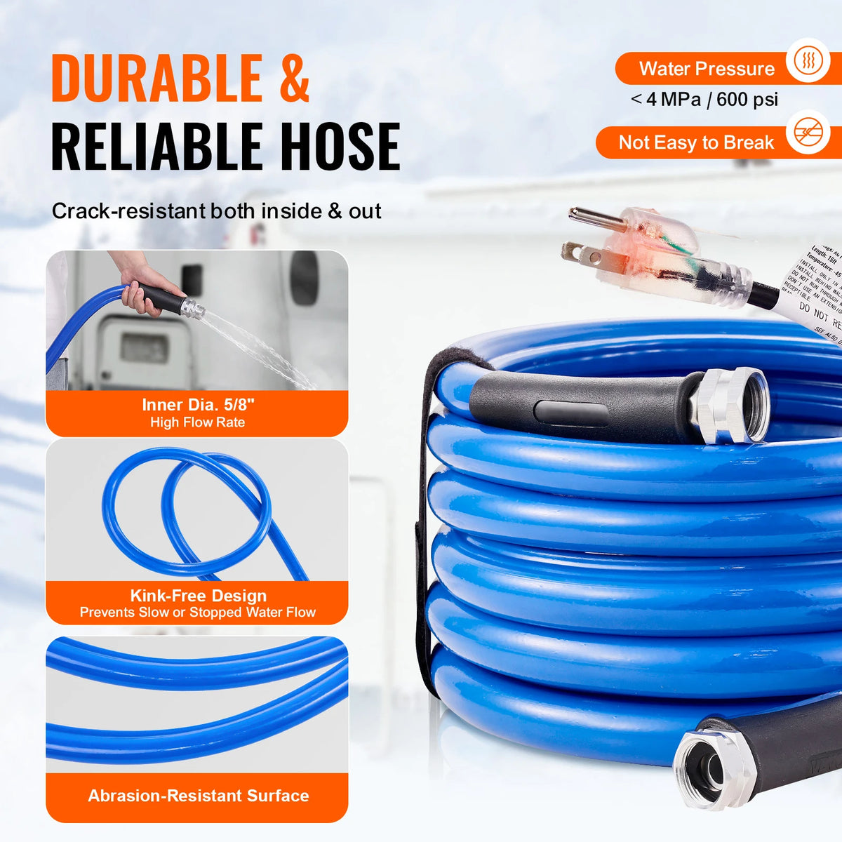 VEVOR Heated Water Hose With Automatic Self Regulating Technology