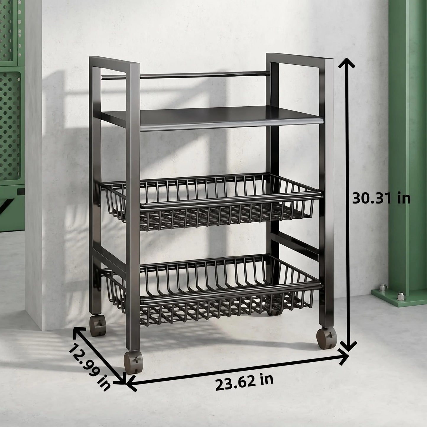 Heavy Duty Rolling Storage Cart With Pull Out Mesh Baskets