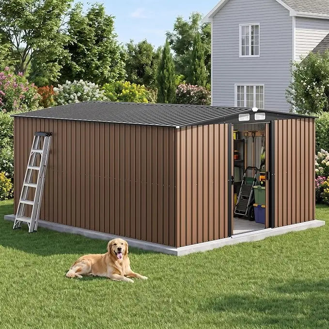 Metal Outdoor Storage Shed With Lockable Sliding Door And Vents