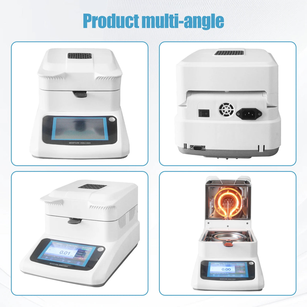 Moisture Analyzer, 0.001g Accuracy Grain Moisture Meter, 120g Capacity Lab Moisture Analyzer Meter with RS232 Interface for Rapid Moisture Test