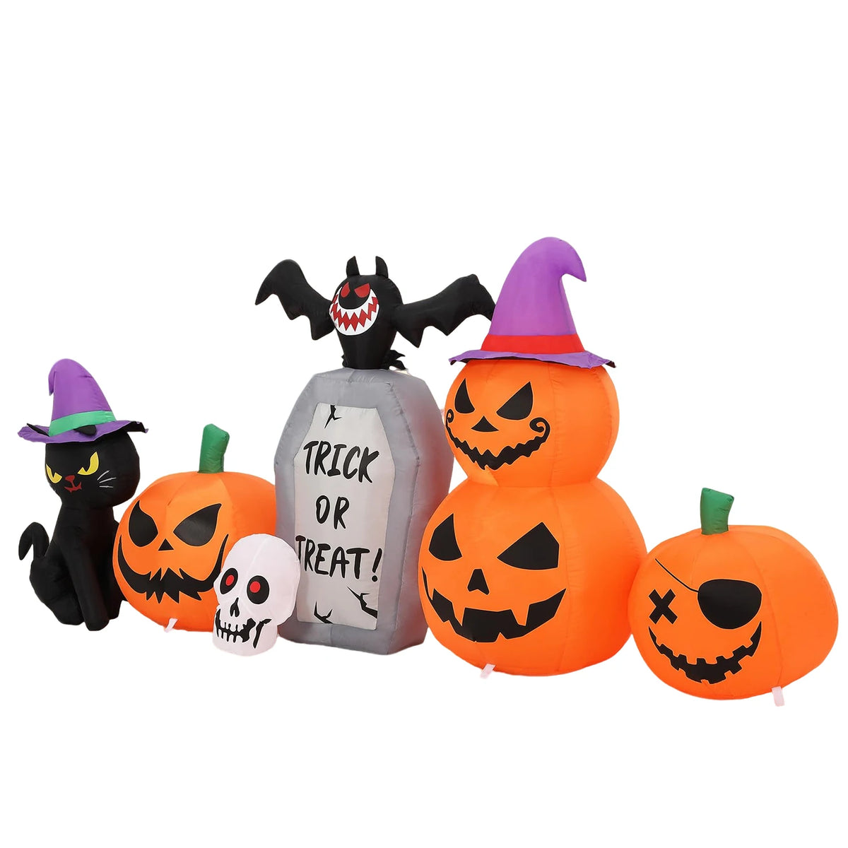 HiMISS Halloween Black Cat Pumpkin Tombstone Inflatable LED Yard Decor