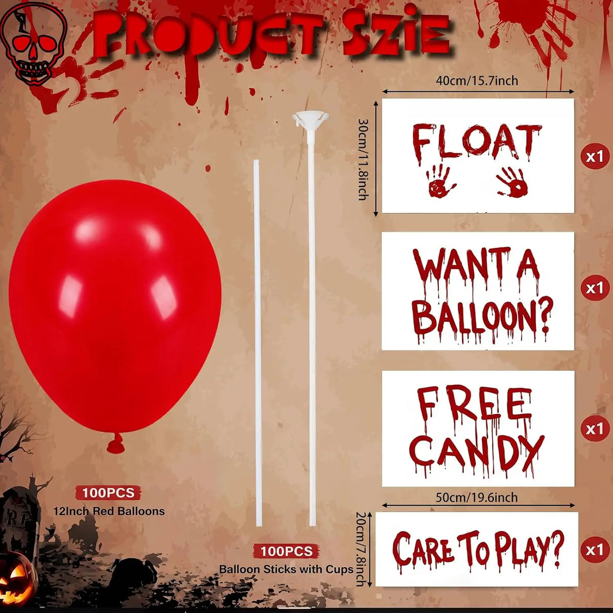 Halloween Yard Decorations Kit With Balloons And Signs For Lawns