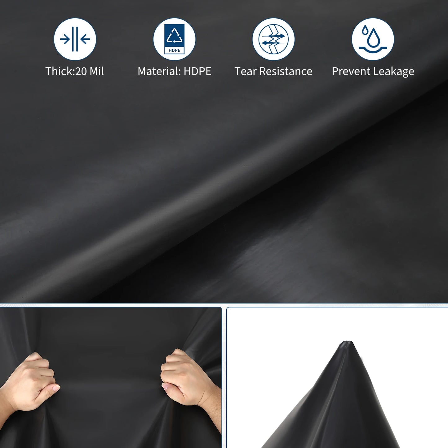 HiMiss Leak Proof HDPE Pond Liner UV Puncture Resistant