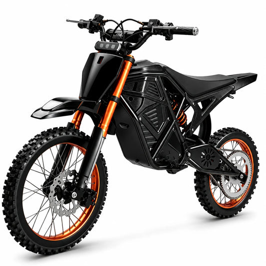 3000W Peak Power Electric Dirt Bike 48V 20.8Ah - 38MPH High Speed Off-Road E-Motorcycle with Dual Suspension & Dual Disc Brakes, 40-Mile Range, 3 Riding Modes