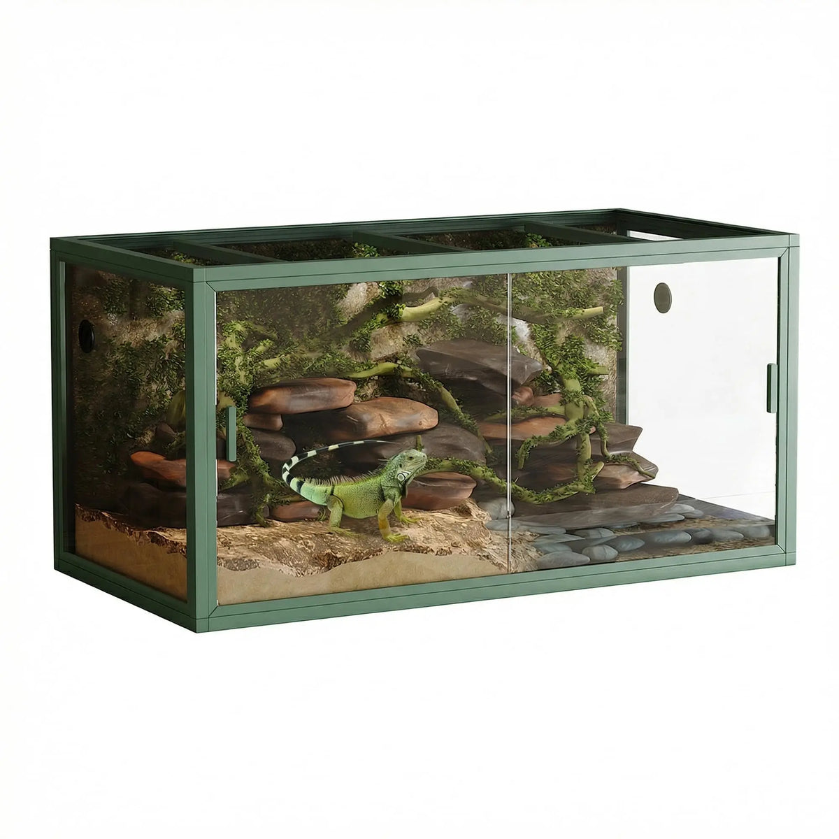 Premium Reptile Enclosure With Sliding Glass Doors And Secure Ventilation