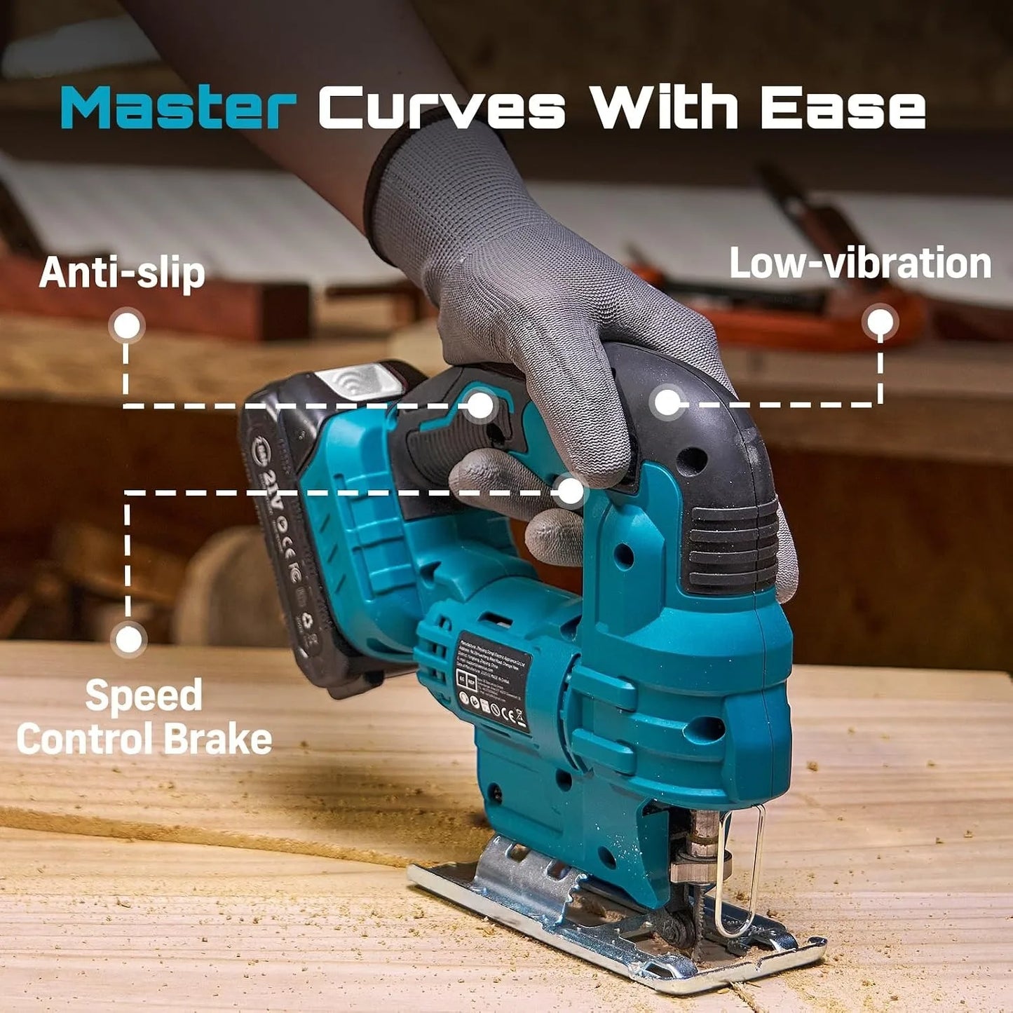 Seesii Cordless Jigsaw Tool Rechargeable Multifunction Wood Cutter