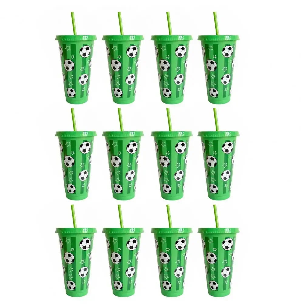 Football Themed Reusable Plastic Sports Party Drinking Tumbler