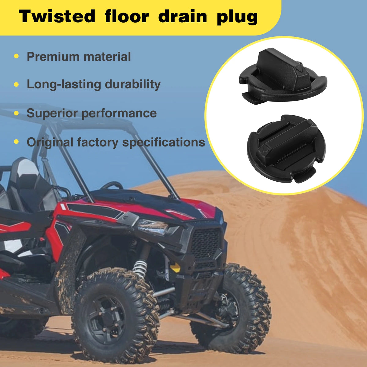 Premium Twist Floor Drain Plugs Compatible For Polaris RZR